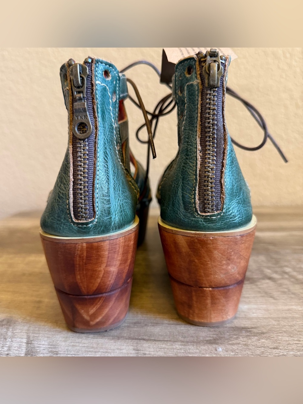 NWT Bed Stu Shirin Wooden Platform Leather Sandals Womens Size 10 - Picture 8 of 16